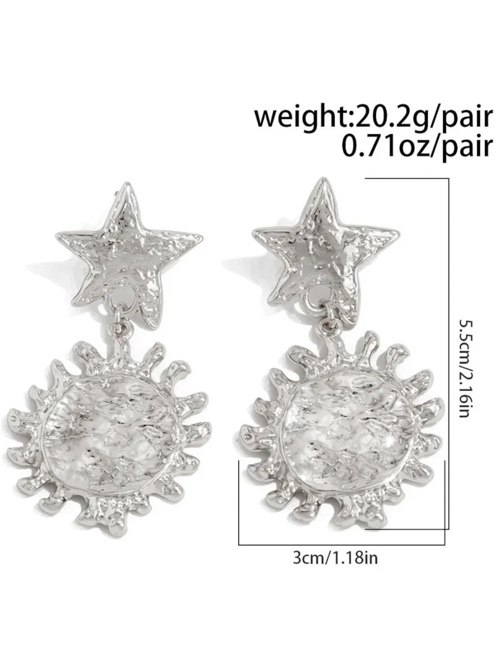 Zara Silver Star and Sun Dangle Earrings